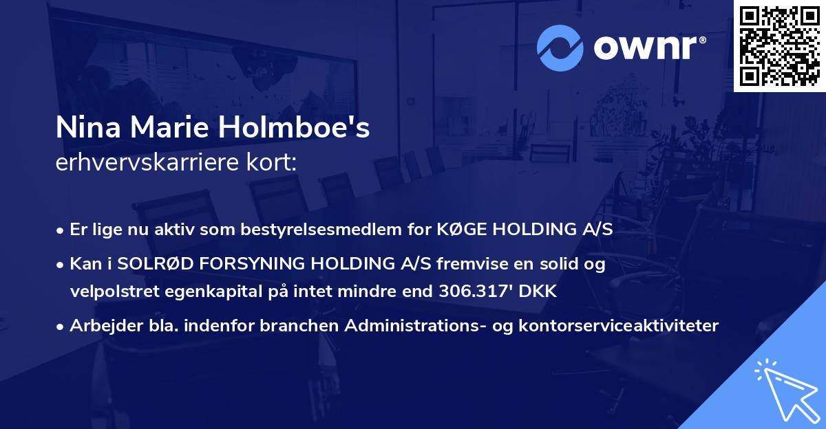 Nina Marie Holmboe's erhvervskarriere kort