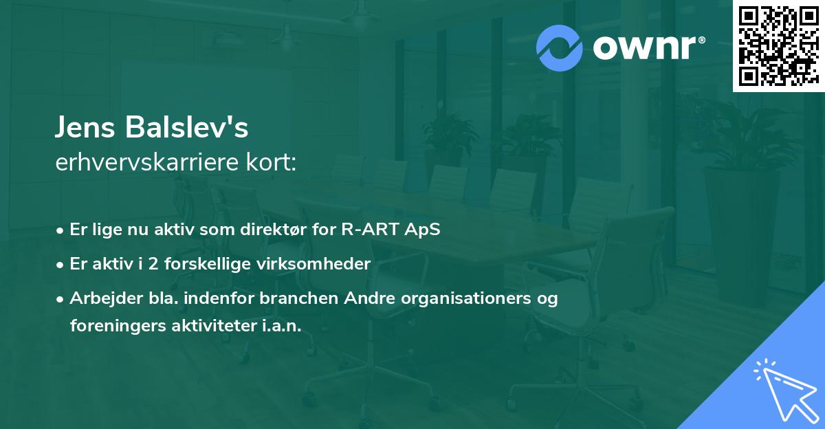 Jens Balslev's erhvervskarriere kort