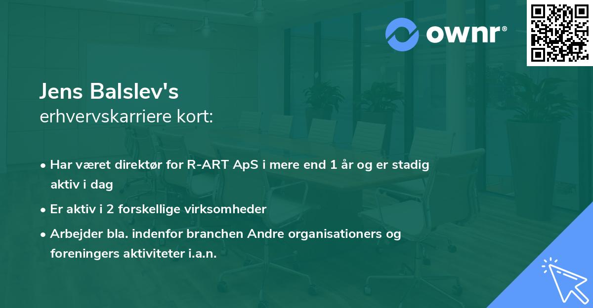 Jens Balslev's erhvervskarriere kort