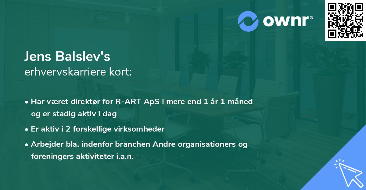 Jens Balslev's erhvervskarriere kort