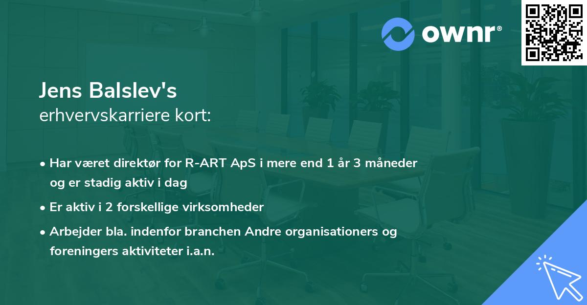 Jens Balslev's erhvervskarriere kort
