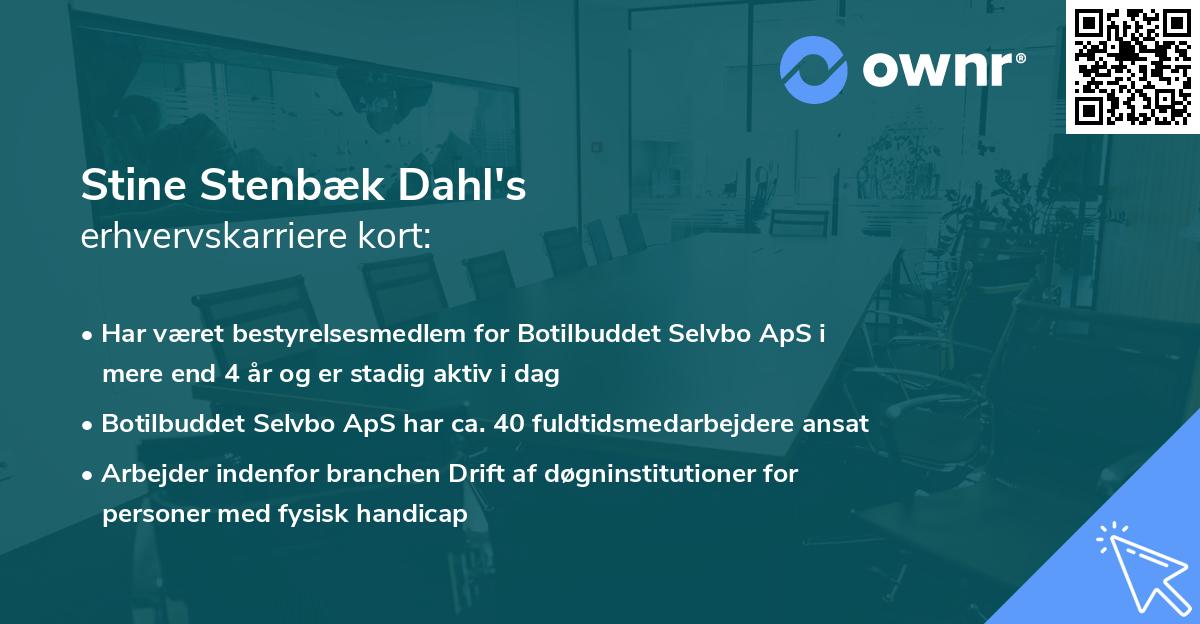 Stine Stenbæk Dahl's erhvervskarriere kort