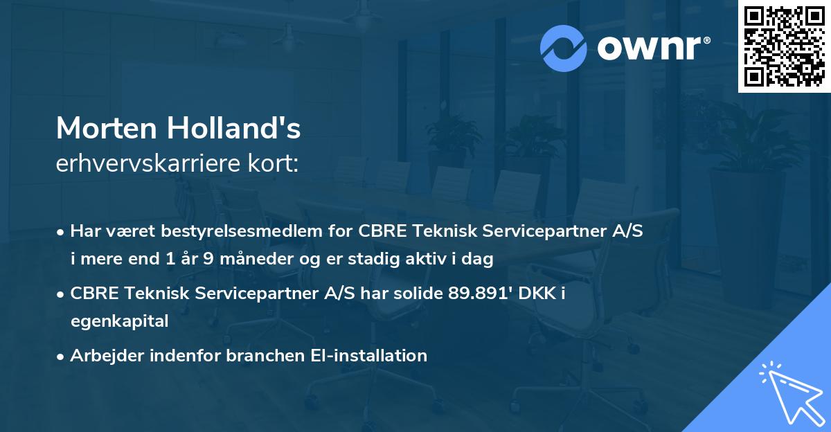 Morten Holland's erhvervskarriere kort
