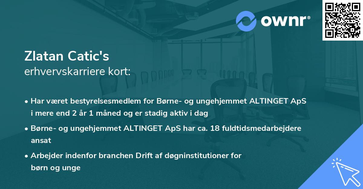 Zlatan Catic's erhvervskarriere kort