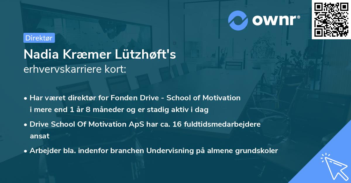 Nadia Kræmer Lützhøft's erhvervskarriere kort