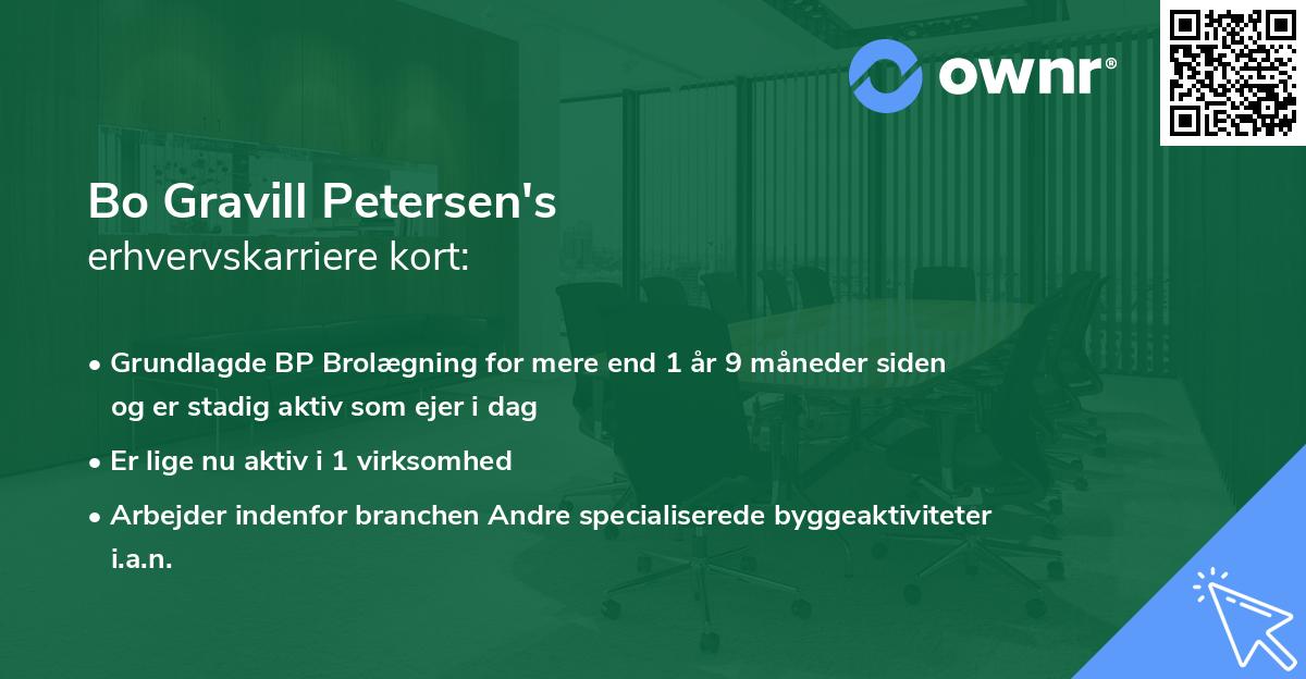 Bo Gravill Petersen's erhvervskarriere kort