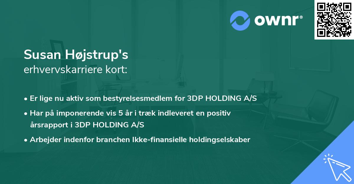 Susan Højstrup's erhvervskarriere kort