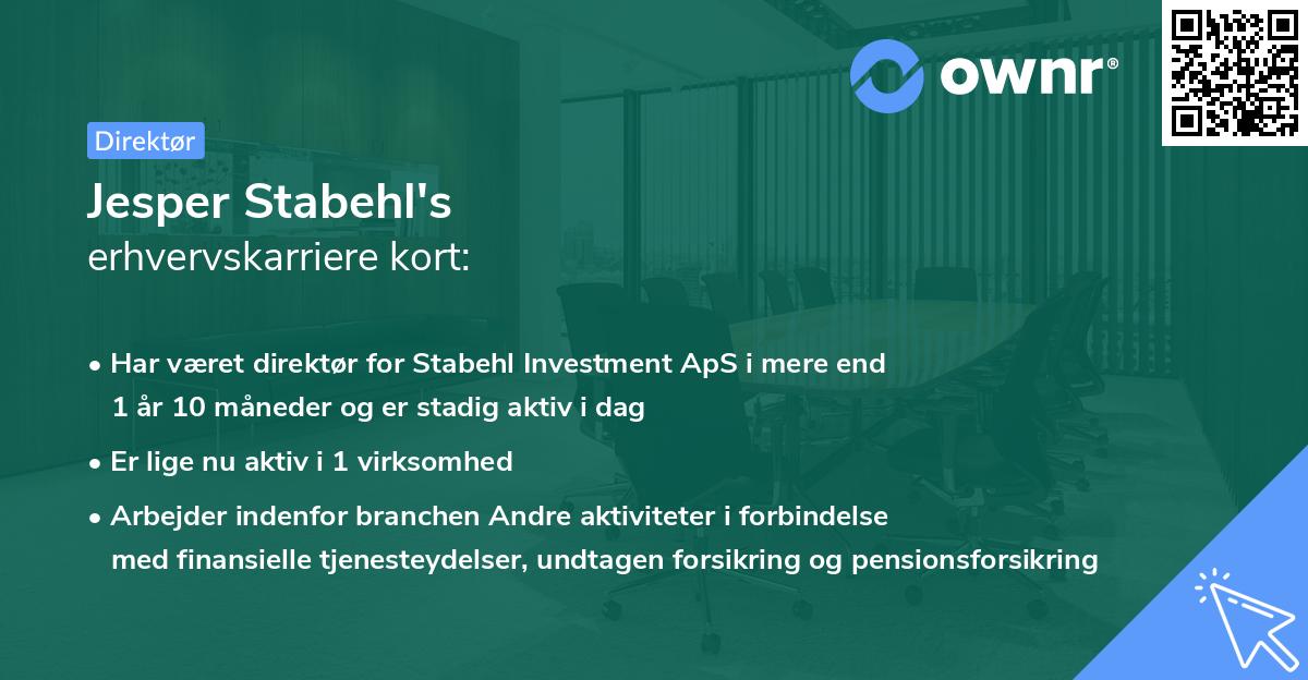 Jesper Stabehl's erhvervskarriere kort