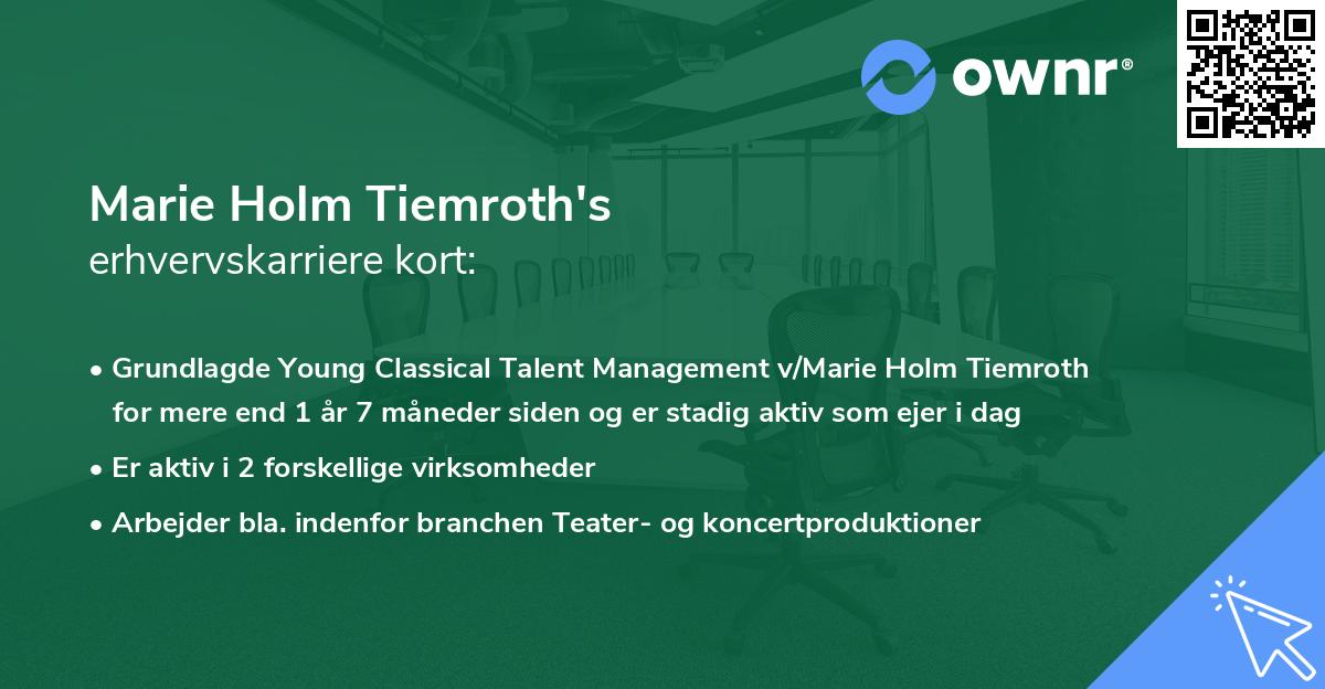 Marie Holm Tiemroth's erhvervskarriere kort