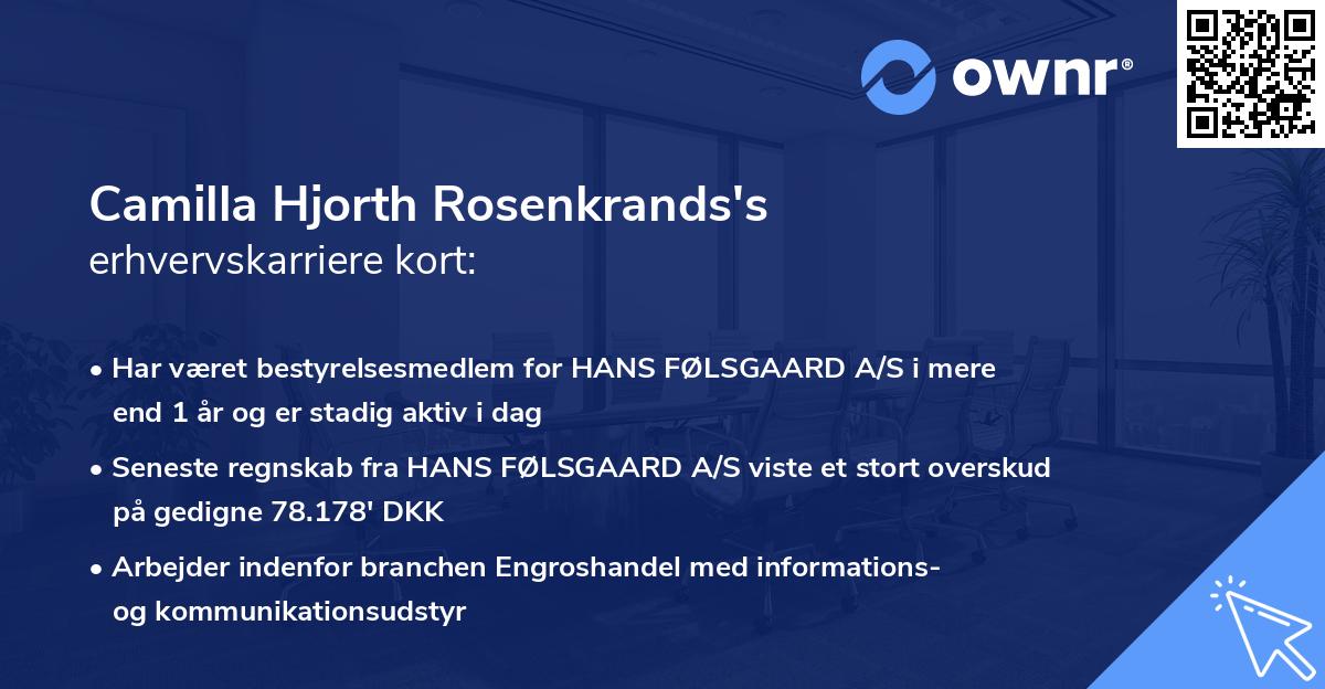 Camilla Hjorth Rosenkrands's erhvervskarriere kort