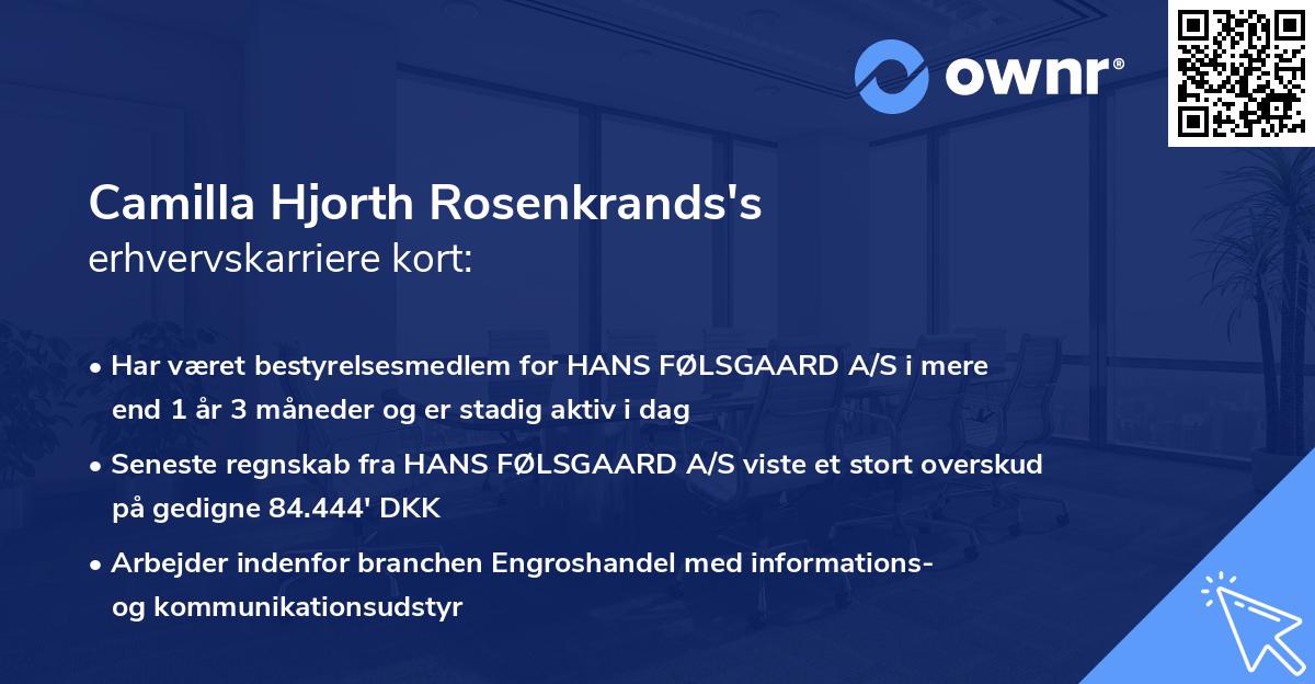 Camilla Hjorth Rosenkrands's erhvervskarriere kort