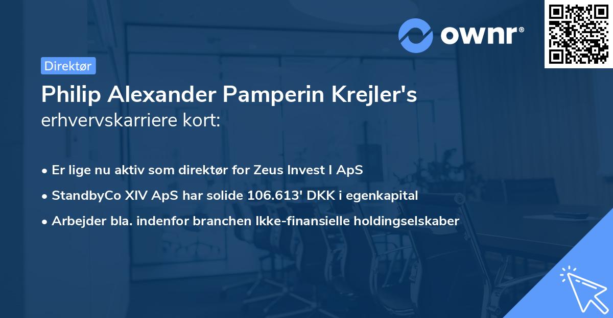Philip Alexander Pamperin Krejler's erhvervskarriere kort