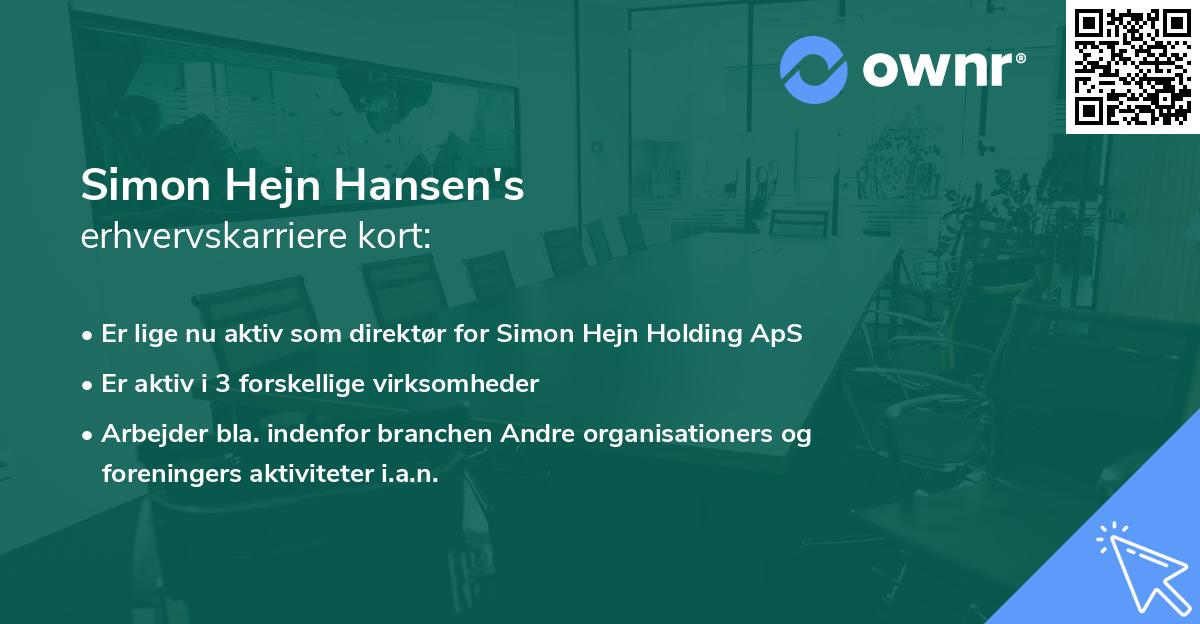 Simon Hejn Hansen's erhvervskarriere kort