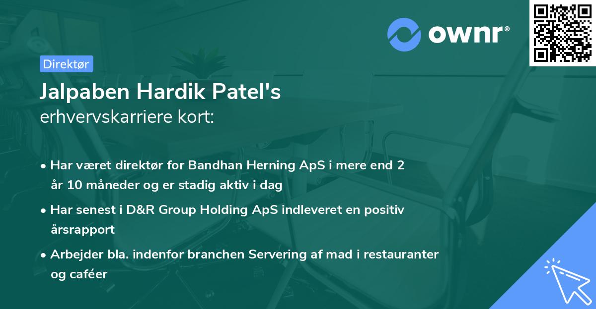 Jalpaben Hardik Patel's erhvervskarriere kort