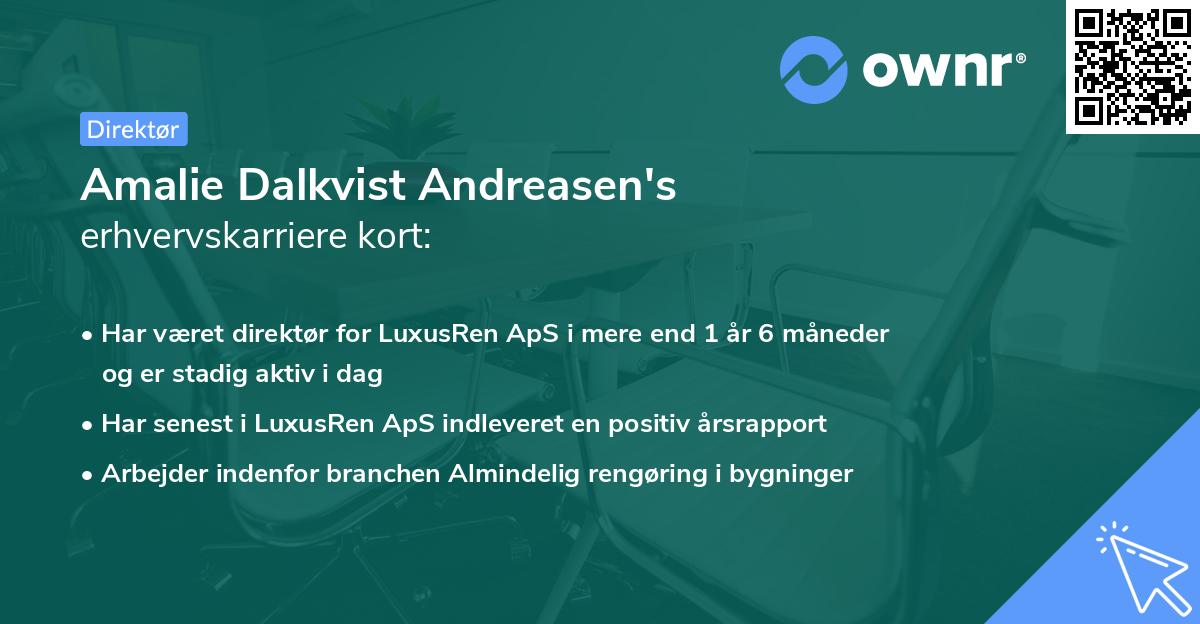 Amalie Dalkvist Andreasen's erhvervskarriere kort