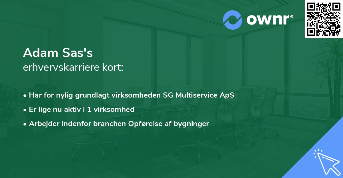 Adam Sas's erhvervskarriere kort