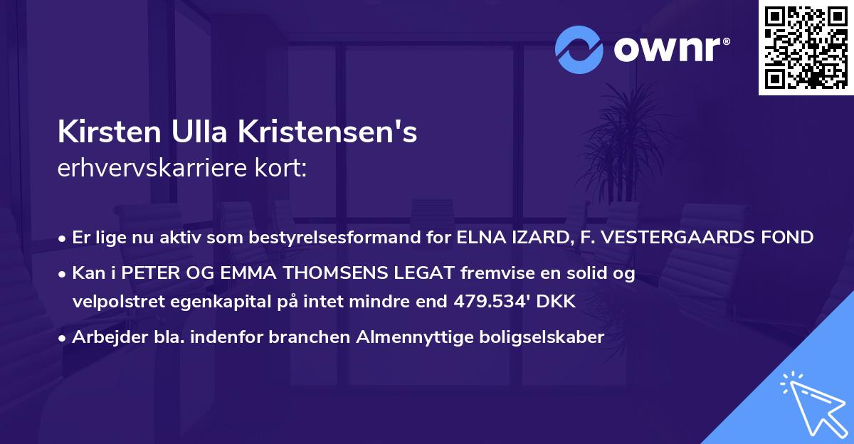 Kirsten Ulla Kristensen's erhvervskarriere kort