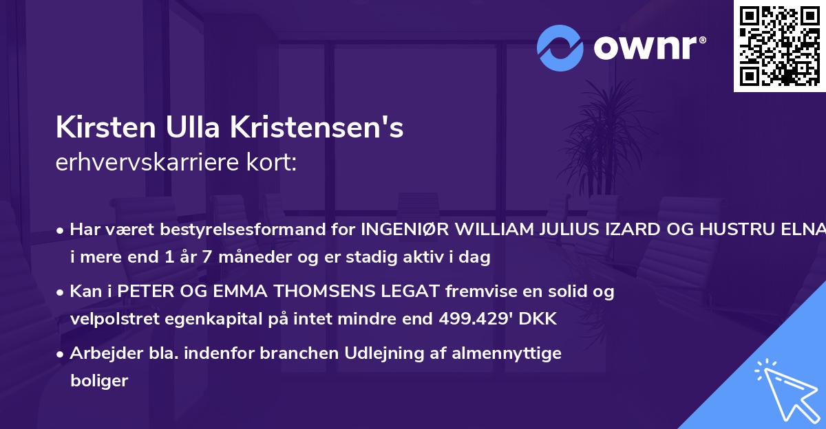 Kirsten Ulla Kristensen's erhvervskarriere kort