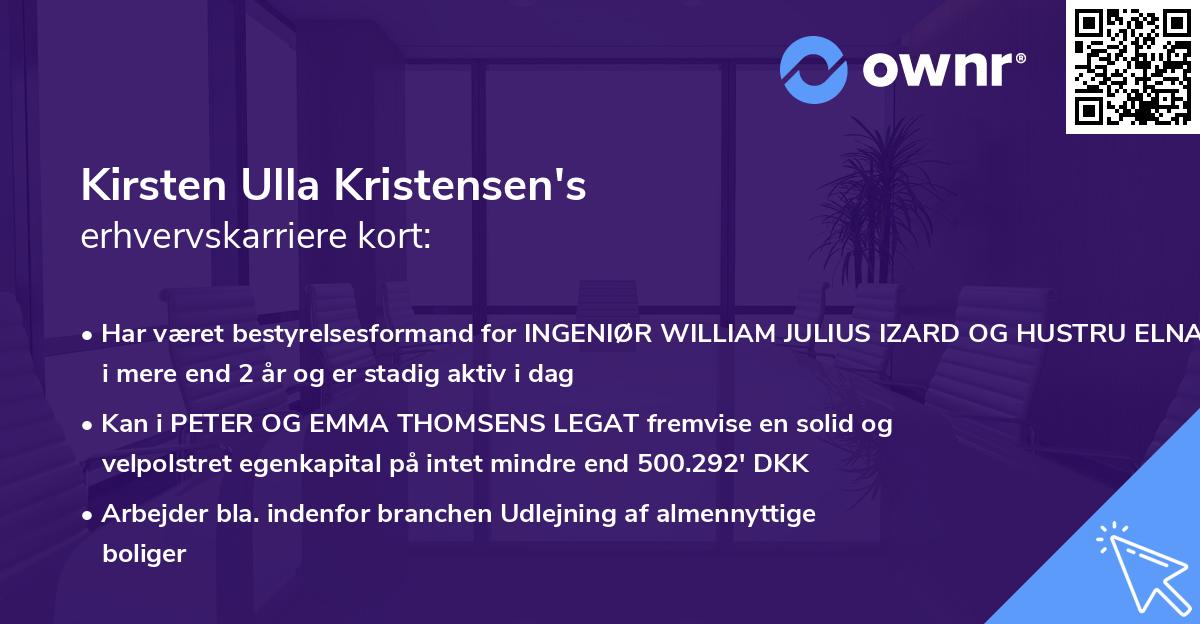 Kirsten Ulla Kristensen's erhvervskarriere kort