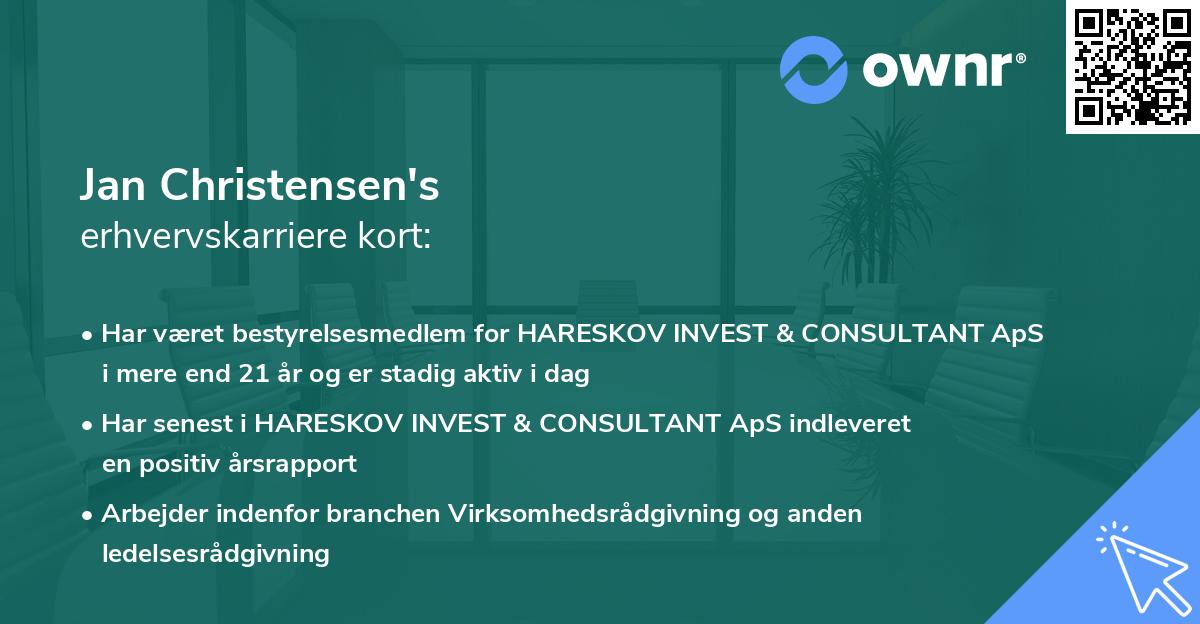 Jan Christensen's erhvervskarriere kort