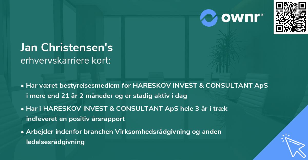 Jan Christensen's erhvervskarriere kort