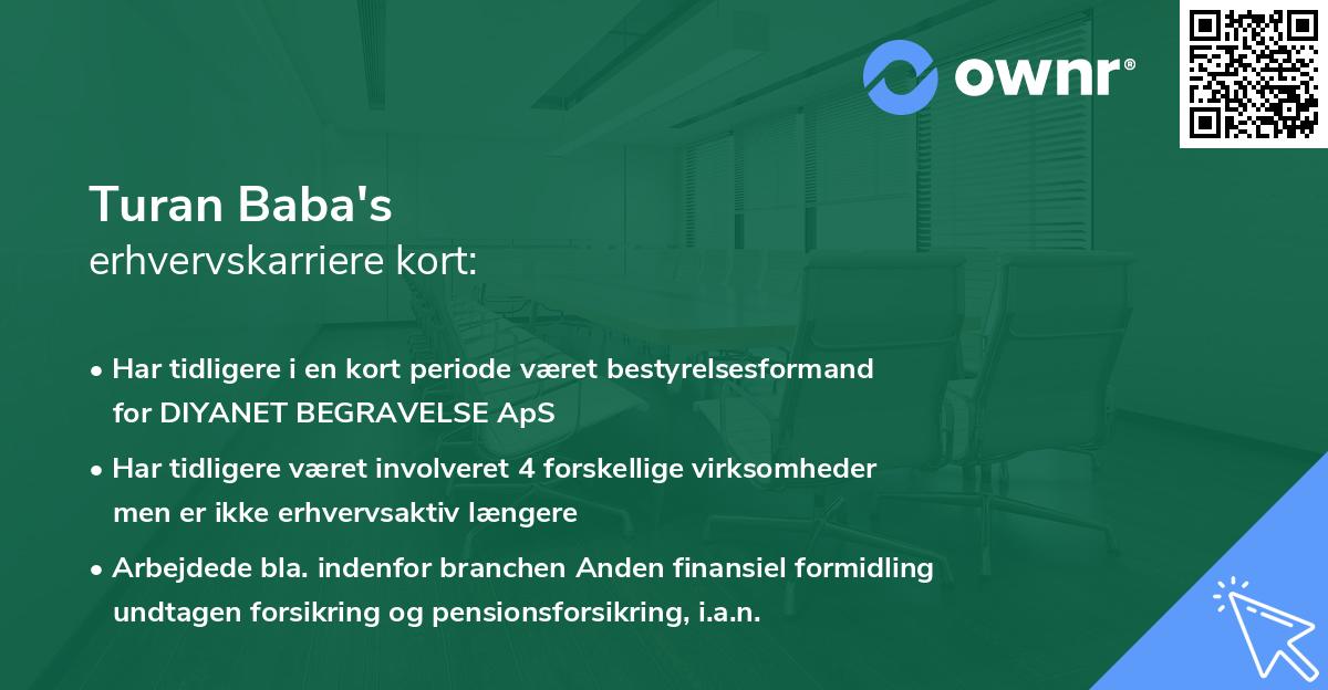 Turan Baba's erhvervskarriere kort
