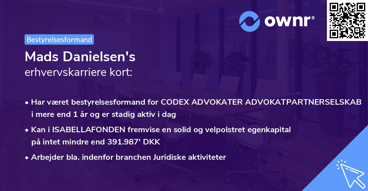 Mads Danielsen's erhvervskarriere kort