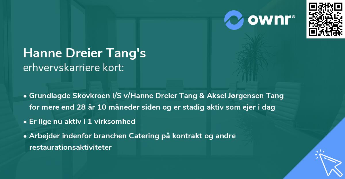 Hanne Dreier Tang's erhvervskarriere kort