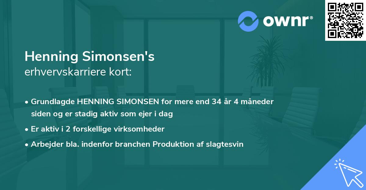 Henning Simonsen's erhvervskarriere kort