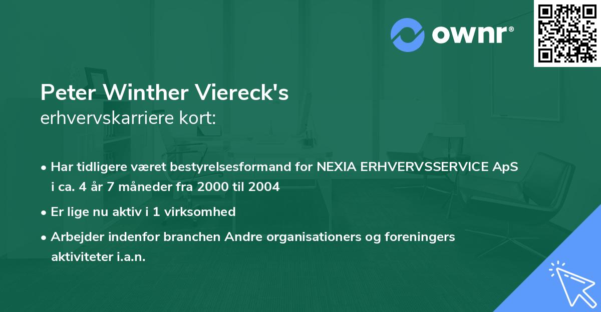 Peter Winther Viereck's erhvervskarriere kort
