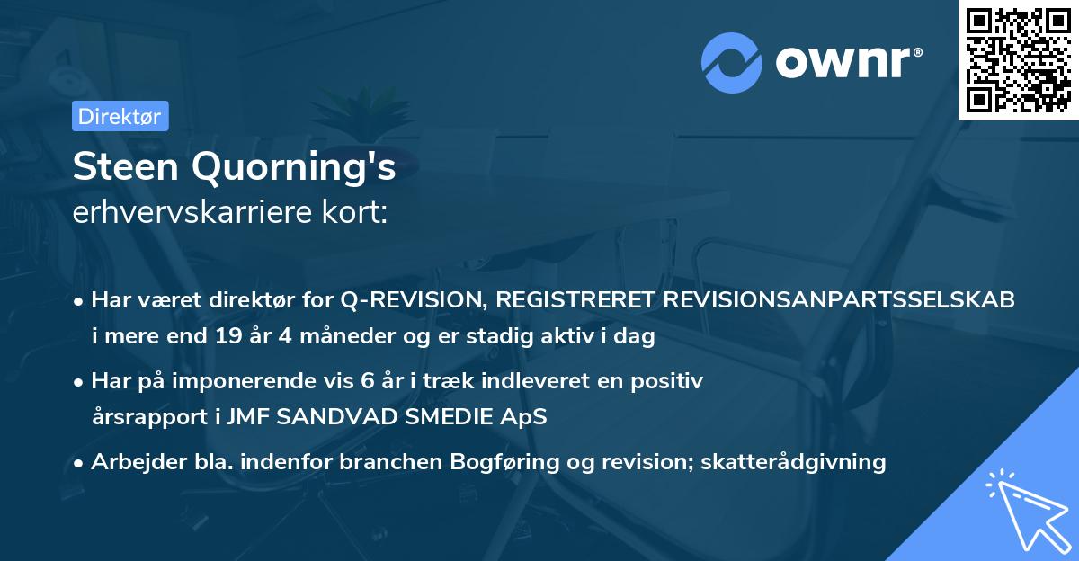 Steen Quorning's erhvervskarriere kort