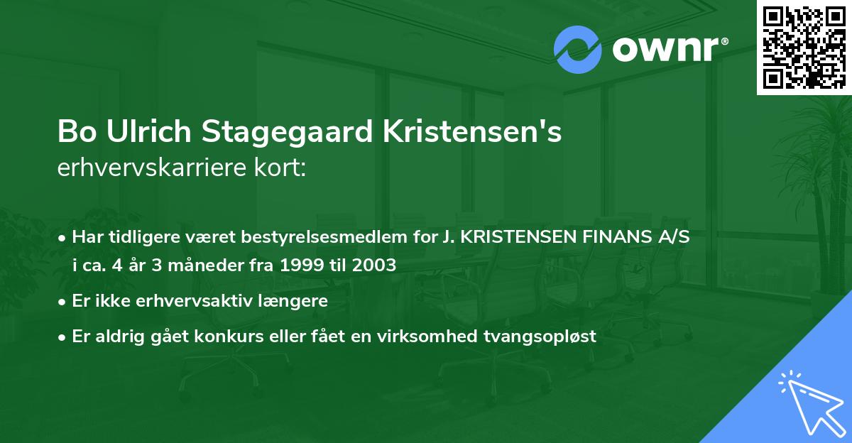 Bo Ulrich Stagegaard Kristensen's erhvervskarriere kort