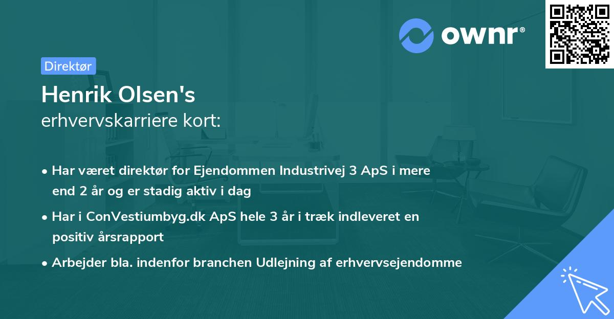 Henrik Olsen's erhvervskarriere kort