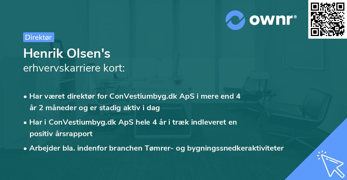 Henrik Olsen's erhvervskarriere kort