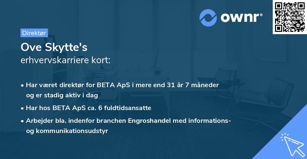 Ove Skytte's erhvervskarriere kort