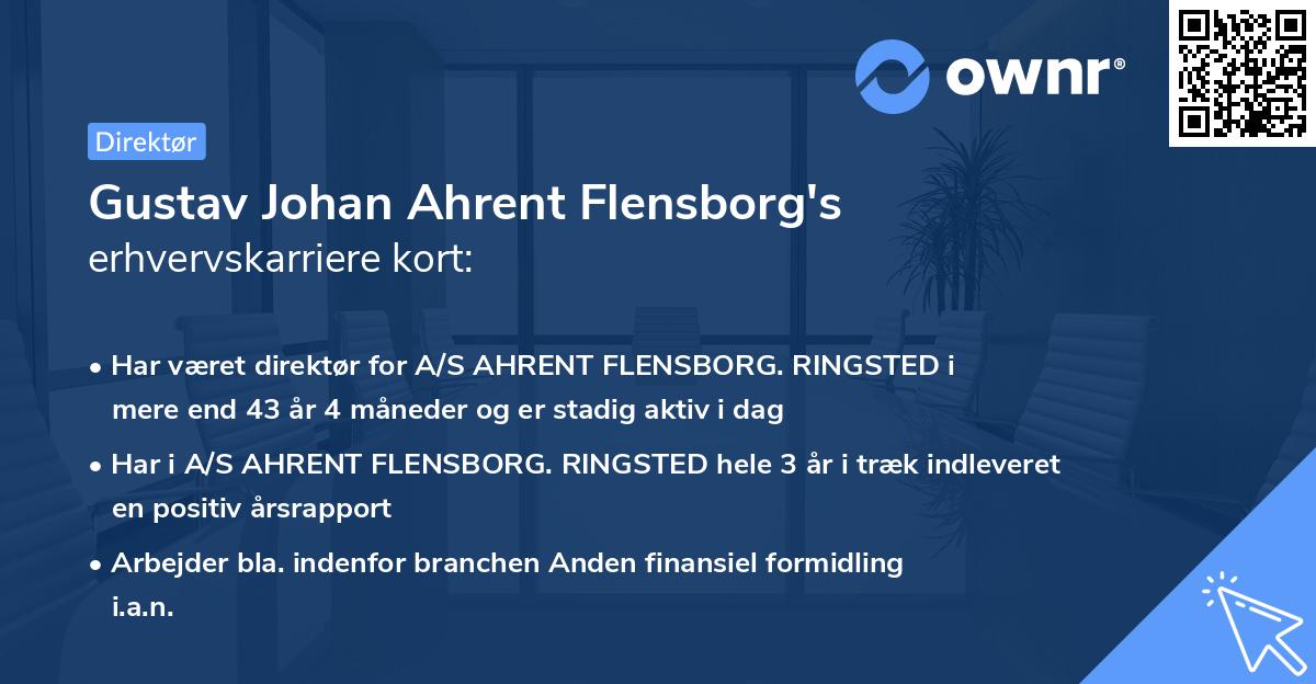 Gustav Johan Ahrent Flensborg's erhvervskarriere kort