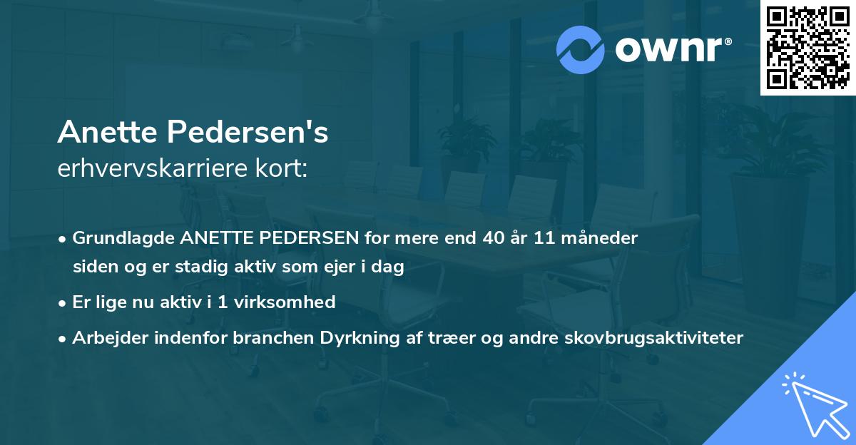 Anette Pedersen's erhvervskarriere kort