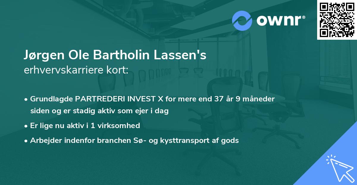Jørgen Ole Bartholin Lassen's erhvervskarriere kort