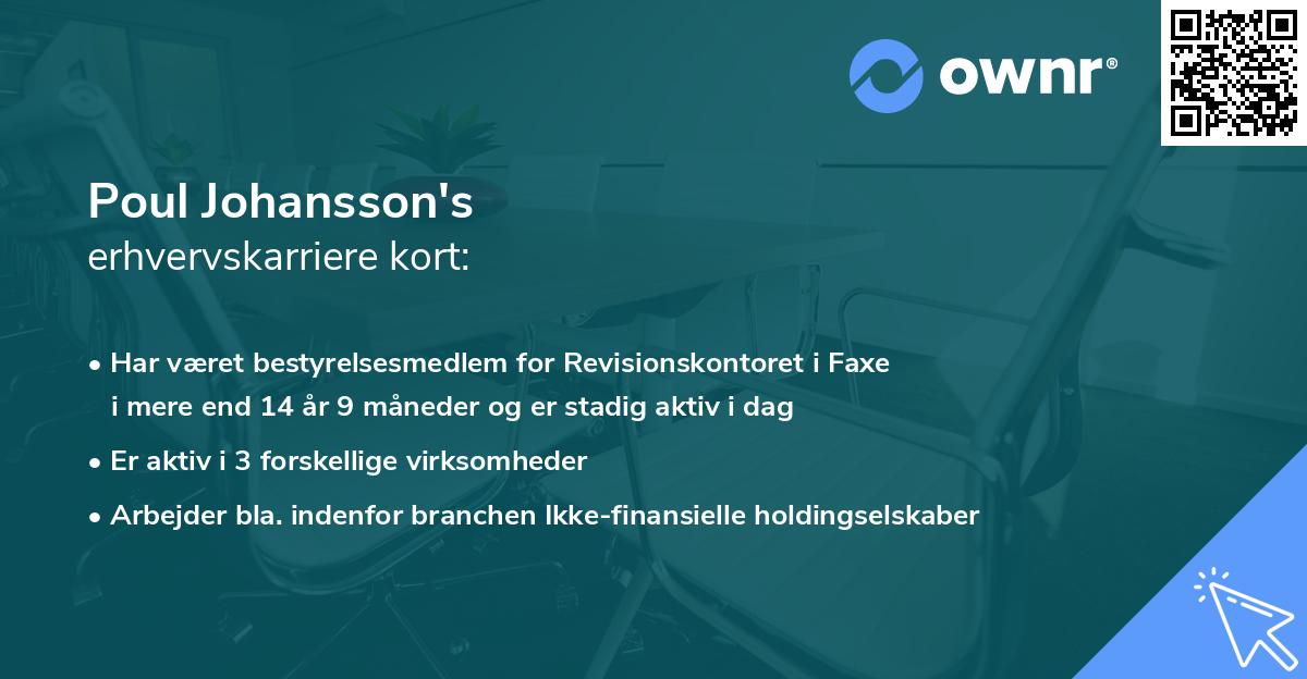 Poul Johansson's erhvervskarriere kort