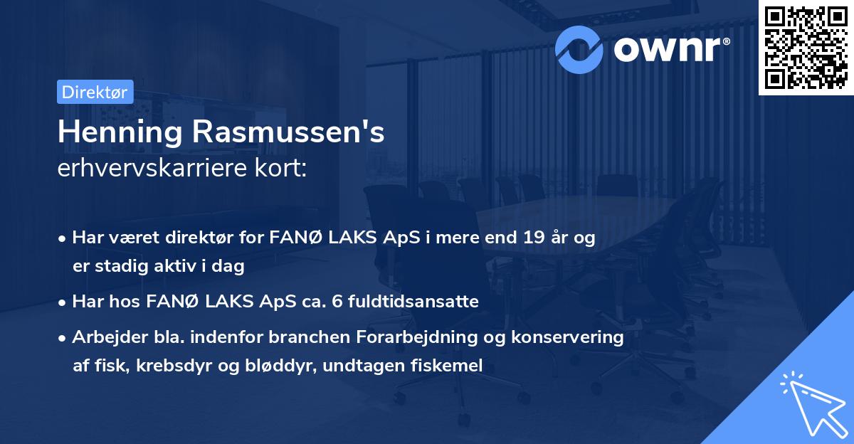 Henning Rasmussen's erhvervskarriere kort