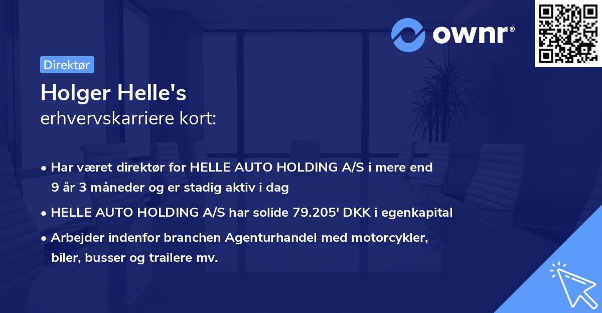 Holger Helle's erhvervskarriere kort