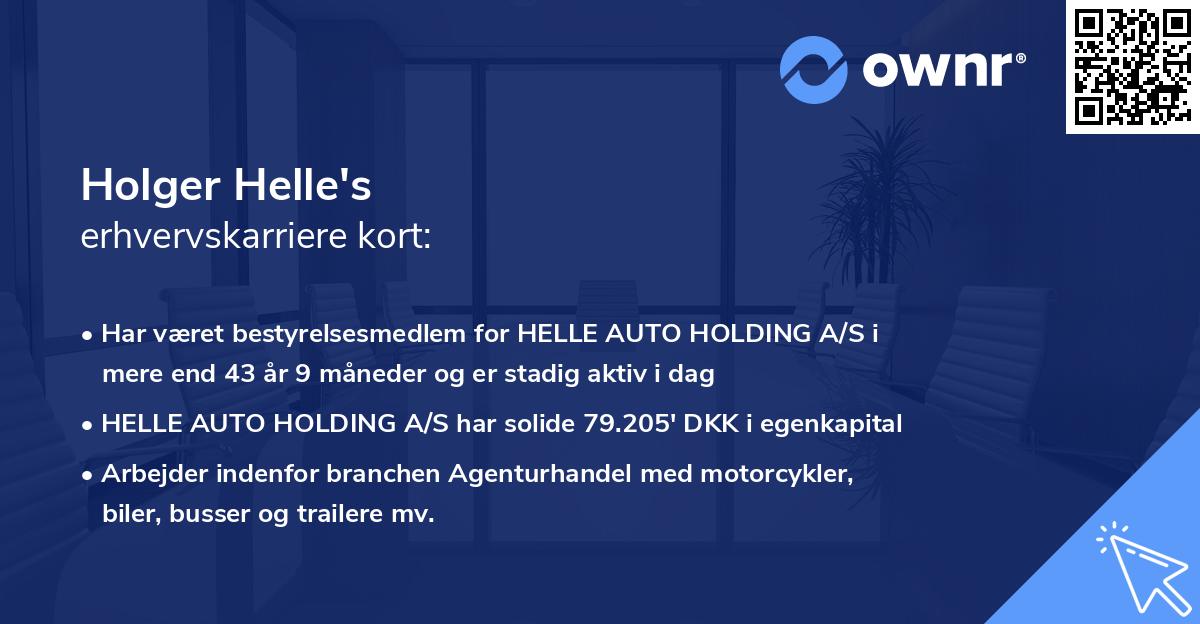 Holger Helle's erhvervskarriere kort
