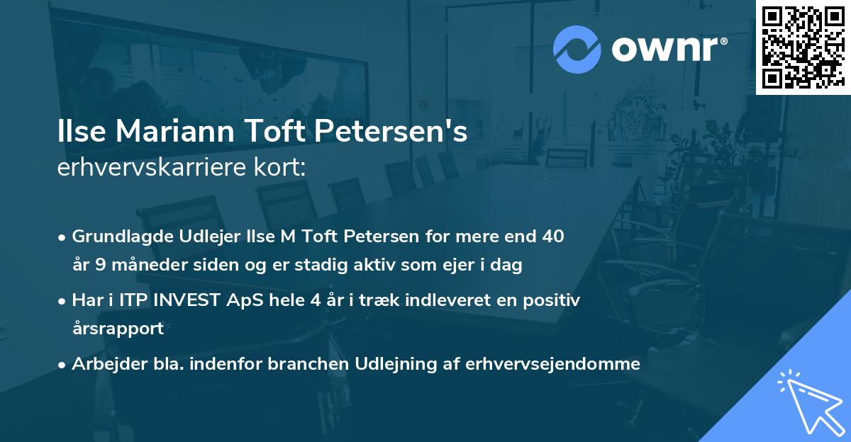 Ilse Mariann Toft Petersen's erhvervskarriere kort