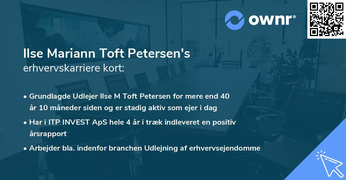 Ilse Mariann Toft Petersen's erhvervskarriere kort