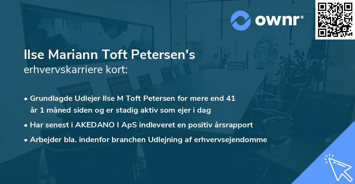 Ilse Mariann Toft Petersen's erhvervskarriere kort