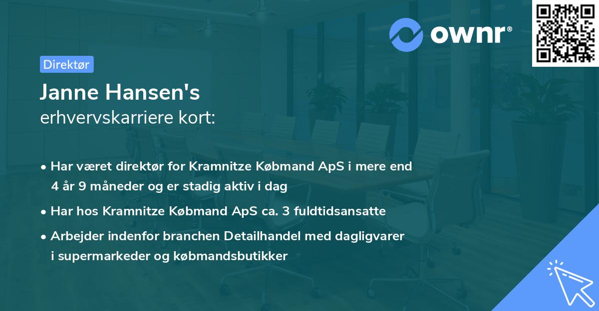 Janne Hansen's erhvervskarriere kort