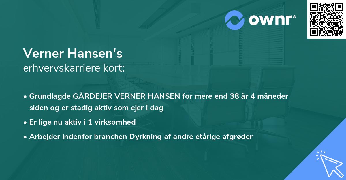 Verner Hansen's erhvervskarriere kort