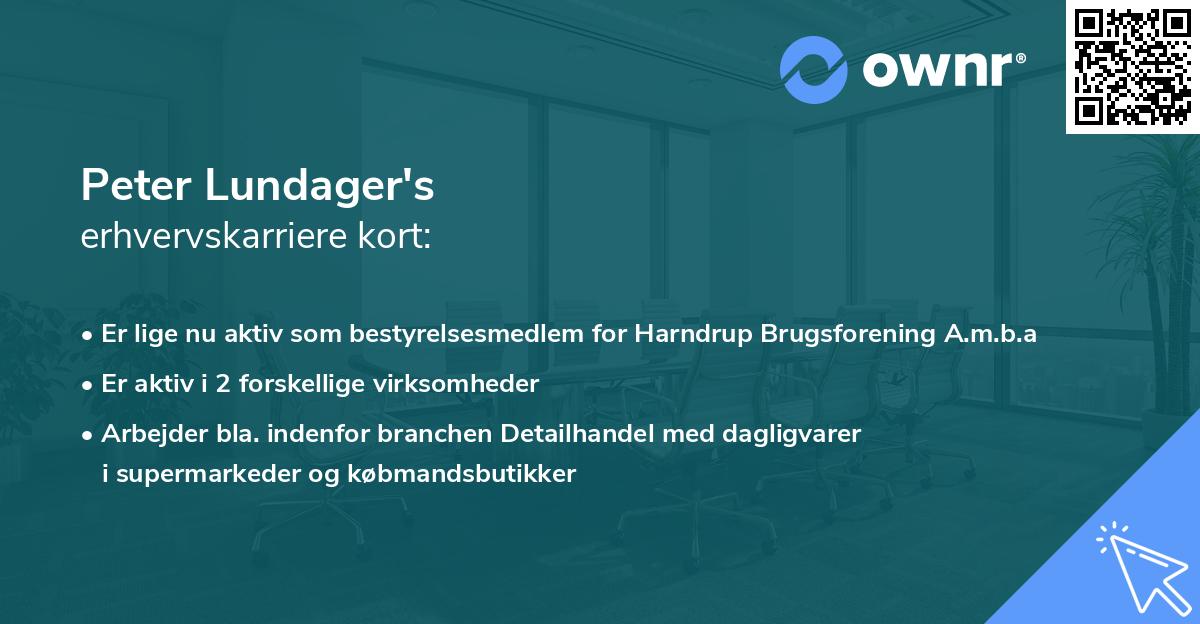 Peter Lundager's erhvervskarriere kort