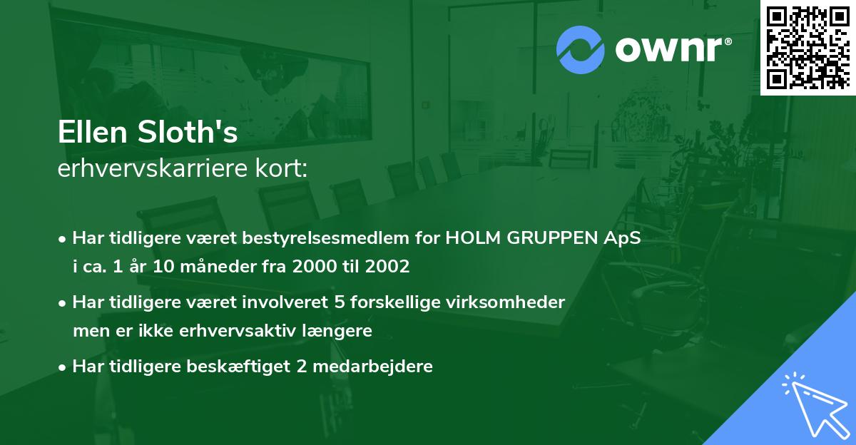 Ellen Sloth's erhvervskarriere kort