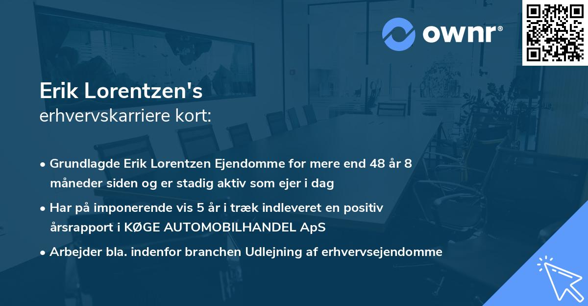 Erik Lorentzen's erhvervskarriere kort